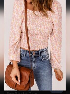 Willow Root|  Floral Smocked Long-Sleeve Top
